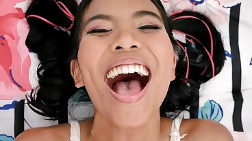 Petite Asian teenie fucked by white guy